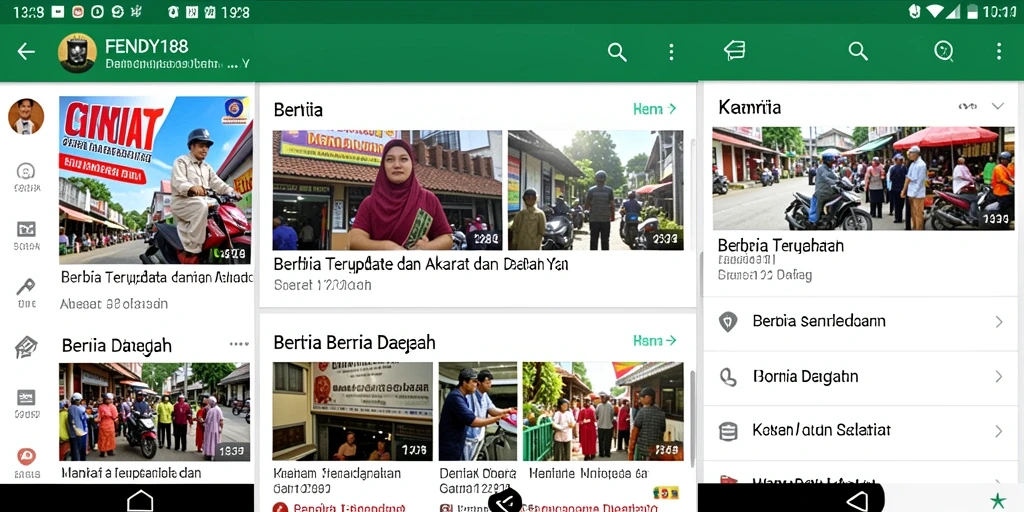 Tampilan antarmuka FENDY188 dengan berita terbaru dari daerah.