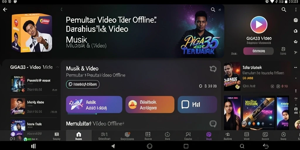 Antarmuka GIGA33 yang intuitif dan fungsional untuk Pemutar Video Offline.