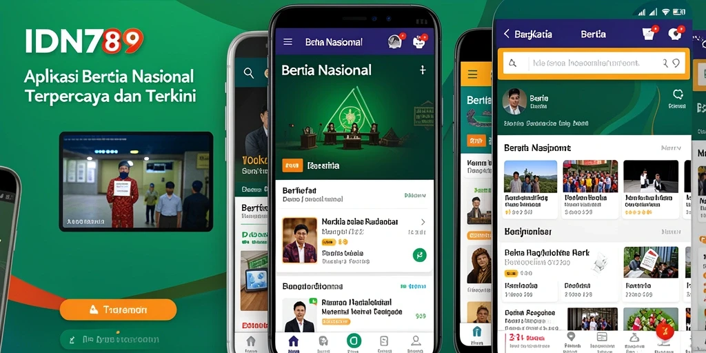 Antarmuka IDN789 menampilkan berita nasional terkini dengan jelas.