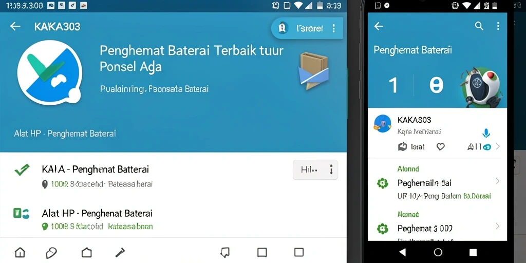 Antarmuka aplikasi KAKA303 yang menunjukkan penghematan energi baterai.