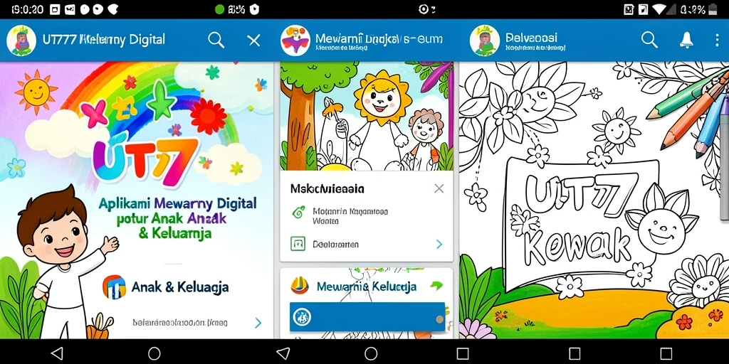 Antarmuka UT77 menampilkan berbagai pilihan gambar untuk mewarnai.