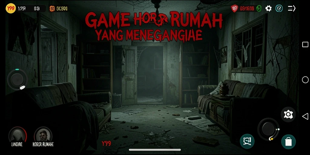 Antarmuka permainan Y89 yang menampilkan atmosfer horor yang mendalam.